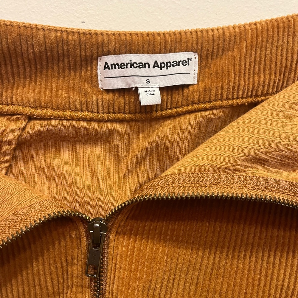 brown corduroy zip mini skirt
